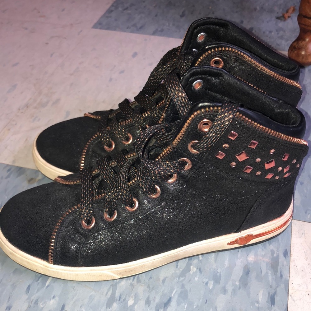 black sparkly sneakers